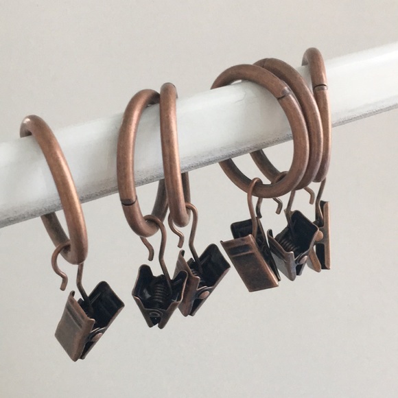 (12) set bronze browny metal matted 1” ring curtain rings with clips dra… - Picture 10 of 12